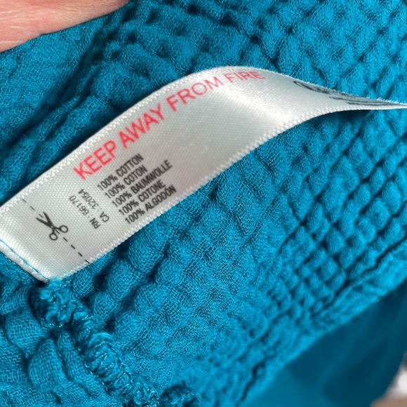 Free People Blurred Lines Midi Dress Blue Dark Teal Sz M 100% Cotton Gauze Sexy - Picture 12 of 15